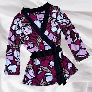 Pink & Purple Floral Wrap Top